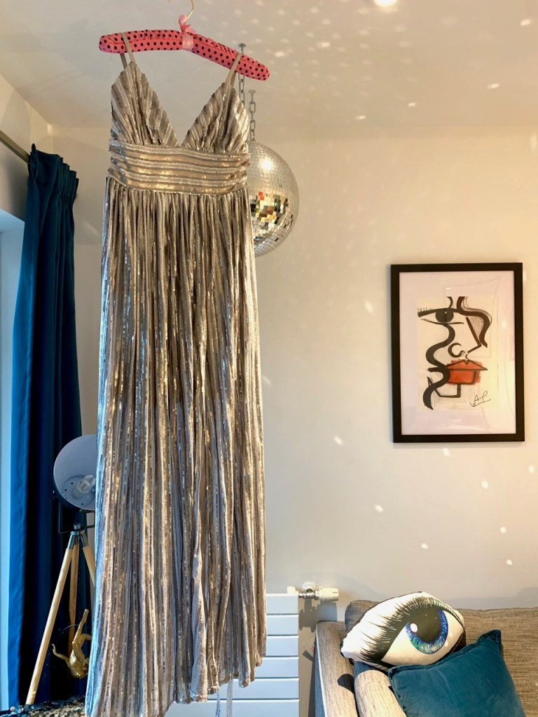 Goddiva silver dress