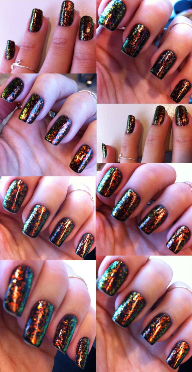 colour shifting glitter flakes nails - somanylovelythings