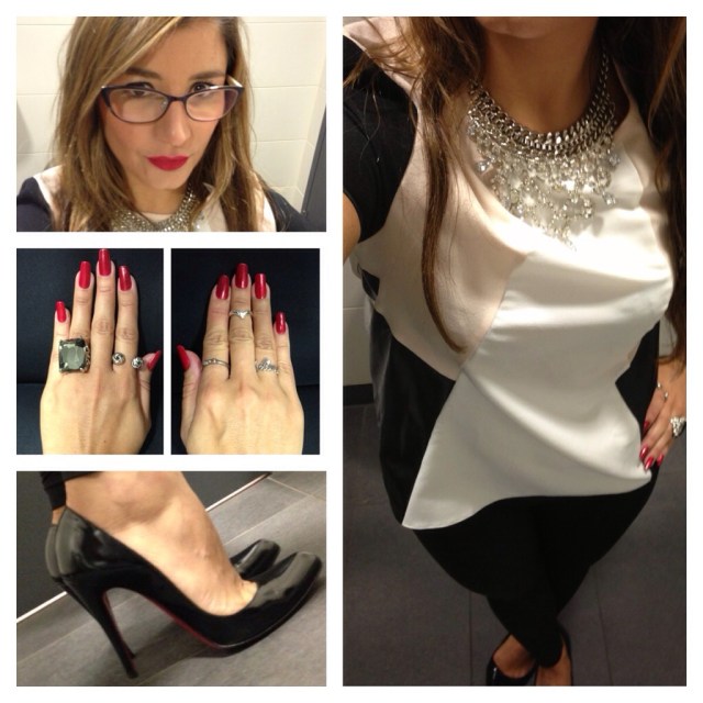 Pink, white and black panel top - somanylovelythings