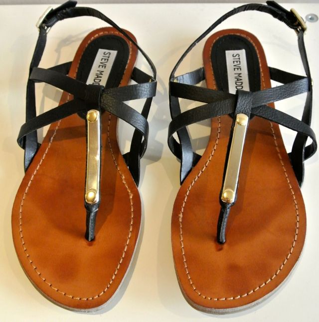 steve madden henna flat sandals - black - house of fraser