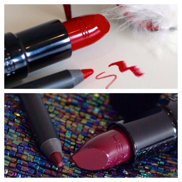 gosh velvet touch lipstick divine and night kiss and lipliner simply red and raspberry dream
