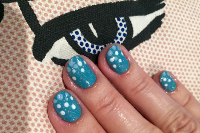 blue dotty nails with GOSH Sea Foam