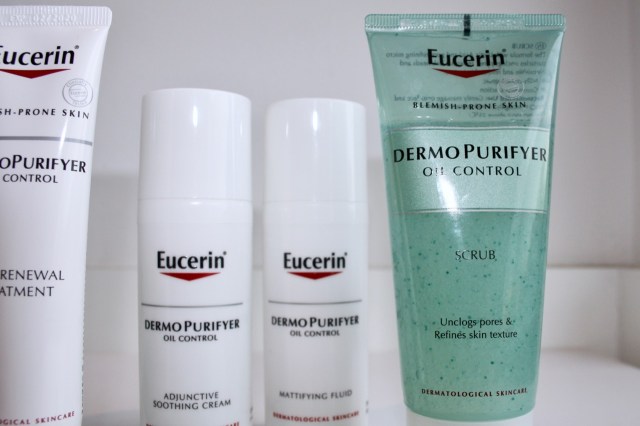 Eucerin DermoPurifyer Soothing Adjunctive Cream, Mattifying Lotion and Scrub
